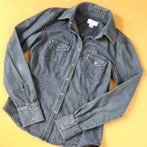 LOFT Women's Chambray Long Sleeve Shirt, Sz 2